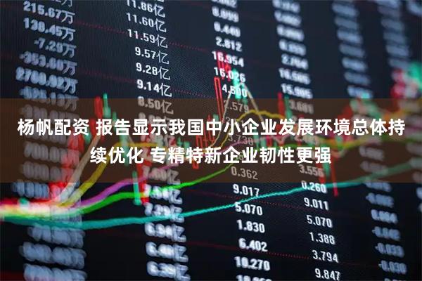 杨帆配资 报告显示我国中小企业发展环境总体持续优化 专精特新企业韧性更强