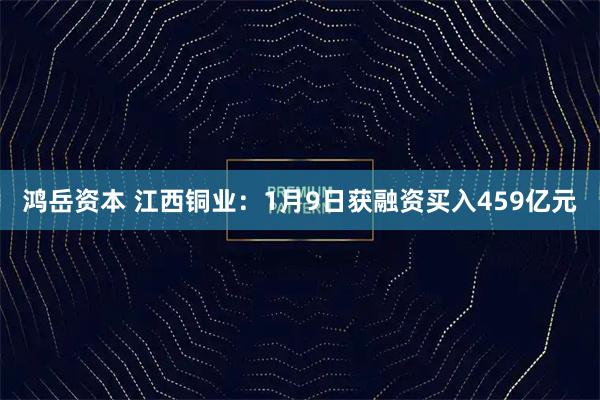鸿岳资本 江西铜业：1月9日获融资买入459亿元