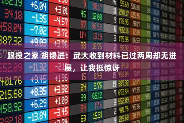 跟投之家 胡锡进：武大收到材料已过两周却无进展，让我挺惊讶
